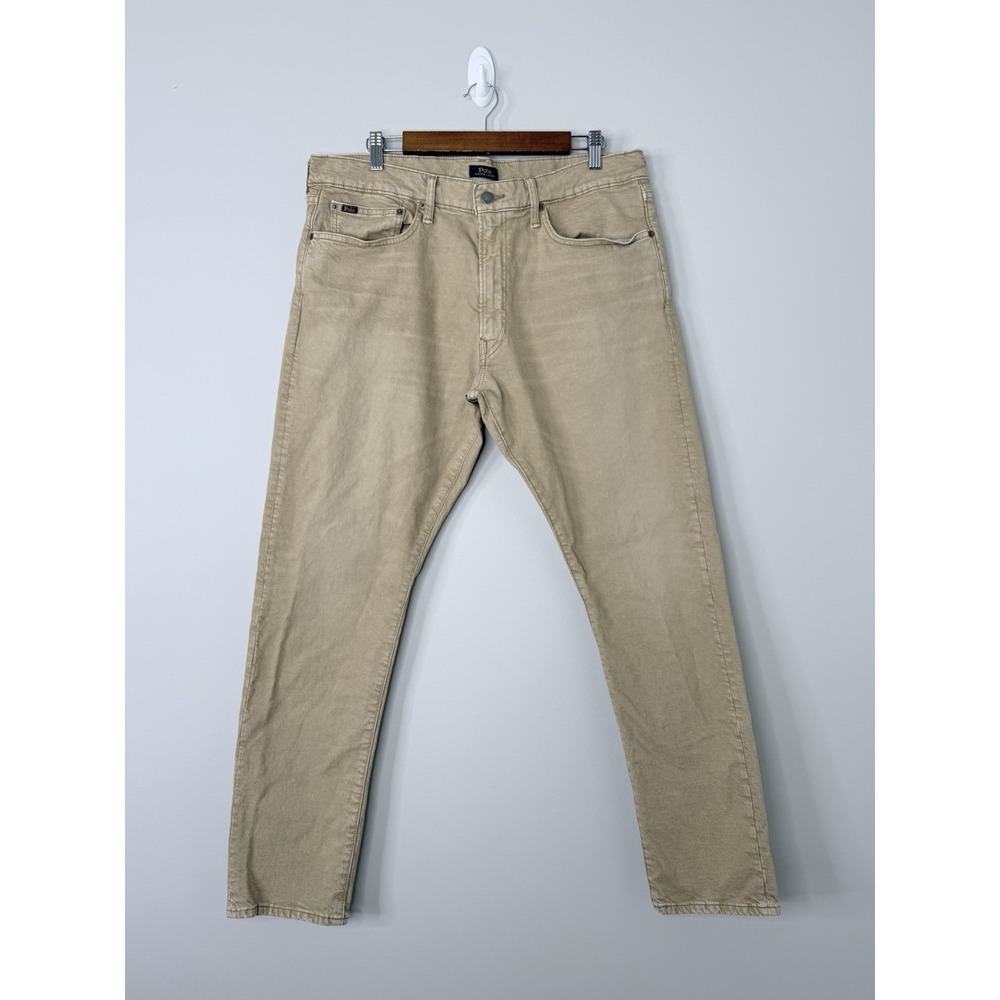 Polo Ralph Lauren Jeans Mens 36x32 The Sullivan Slim Khaki Tan Stretch Denim